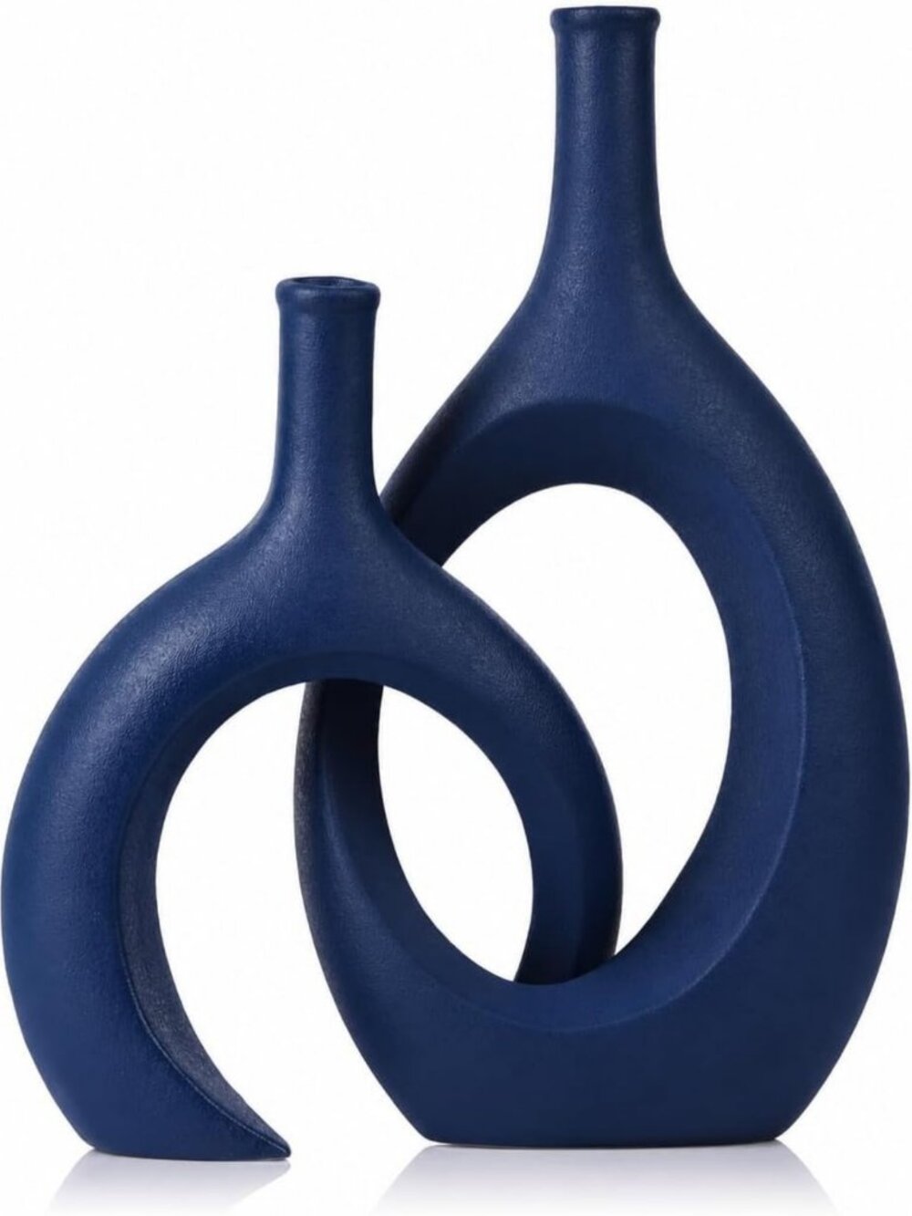 Navy Blue Modern Hollow Bud Vases Set of 2 for Pampas Grass & Home Decor